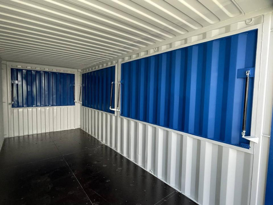 CONTENEDOR DE BAR AZUL DE 20 PIES