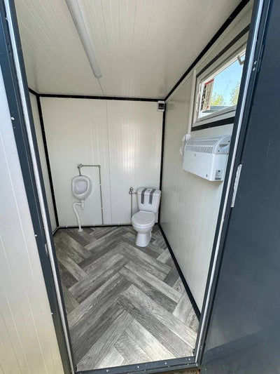 CONTENEDOR SANITARIO CON INODORO Y URINARIO